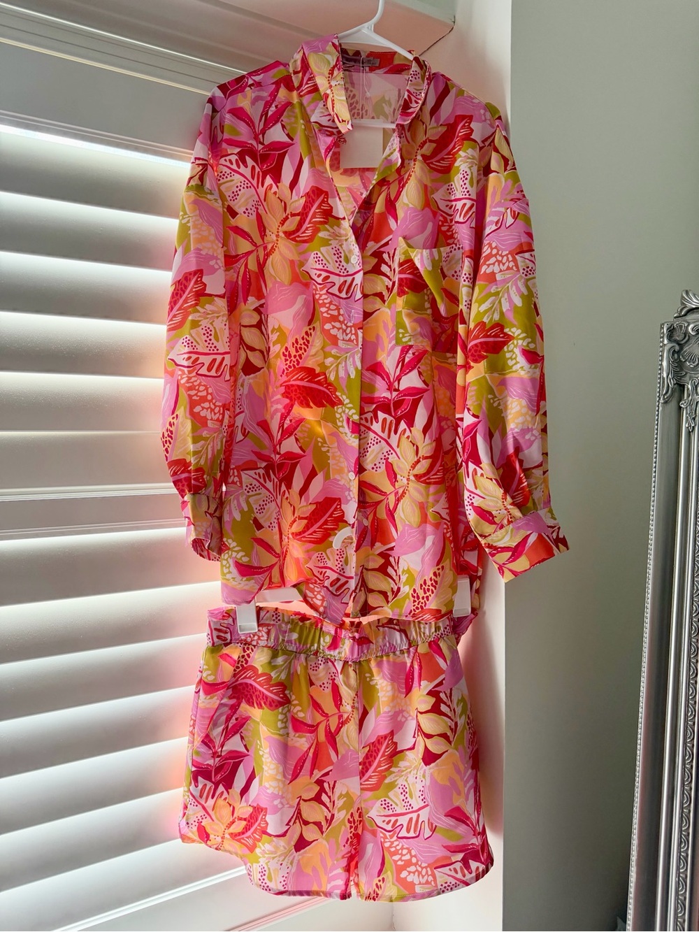 Vici Pink & Yellow Tropical Print  Set - Short Sleeve Top & Shorts